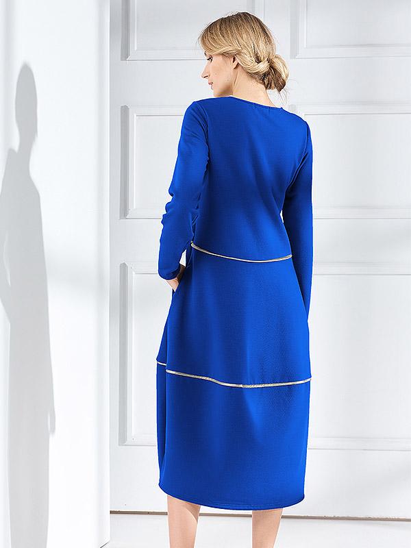 Lega ilga varpelio formos medvilninė suknelė "Maelie Royal Blue - Silver"
