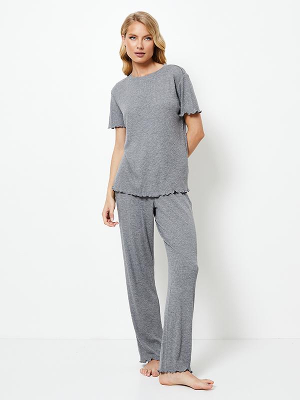 Aruelle длинная пижама из вискозы "Jasmine Long Grey"