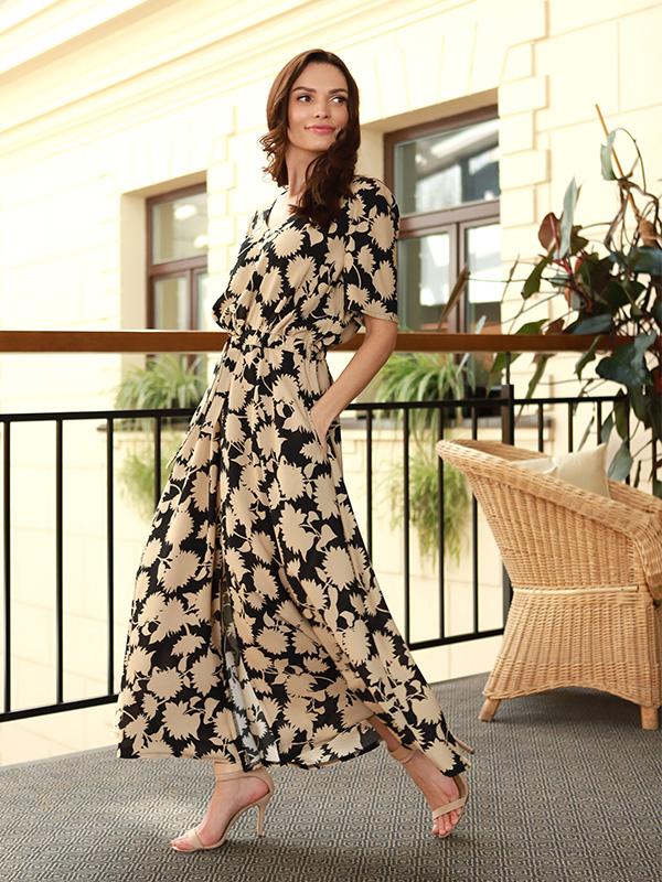 Lega Maxi Viscose Dress Indila Black - Beige