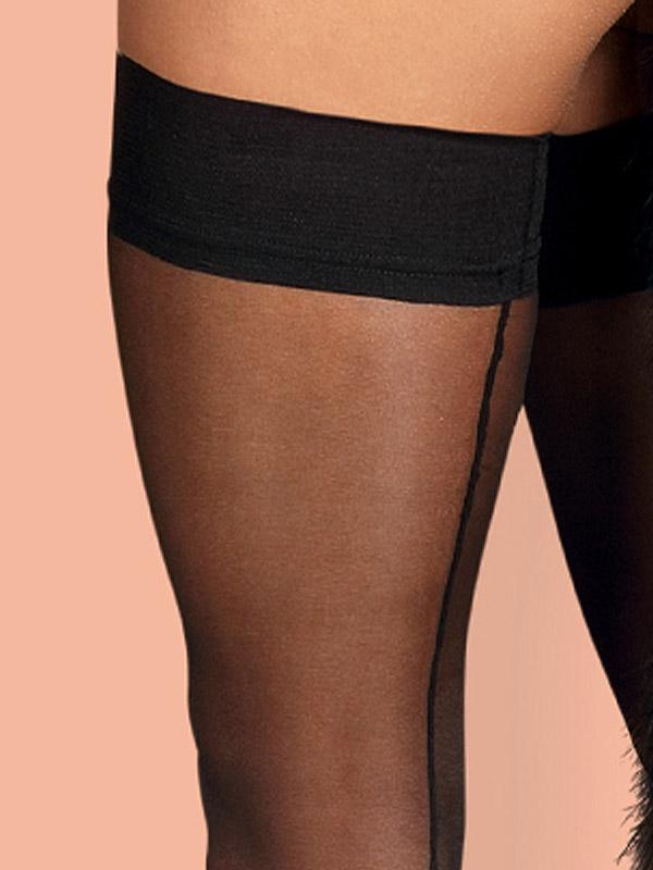 Obsessive prilipinamos kojinės su siūle "Cheetia Black"