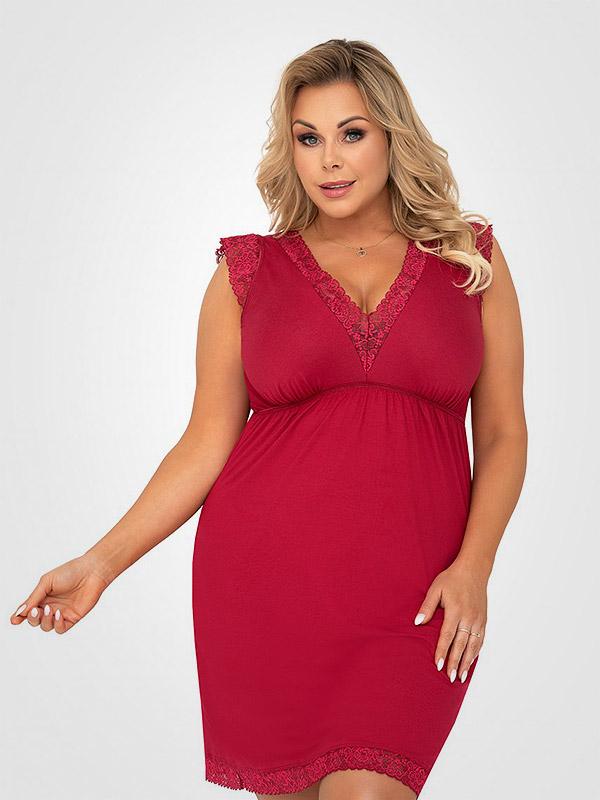 Donna вискозная ночная сорочка с кружевом "Vera Plus Burgundy"