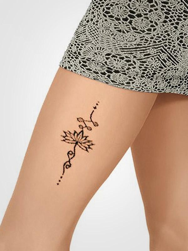 Gatta matinės pėdkelnės su tatuiruote "Art Tattoo 20 Den Golden - Black"