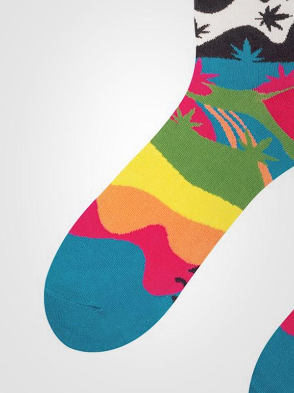 Spalvotos Kojines unisex medvilninės kojinės "Cannabis Fields Multicolor"