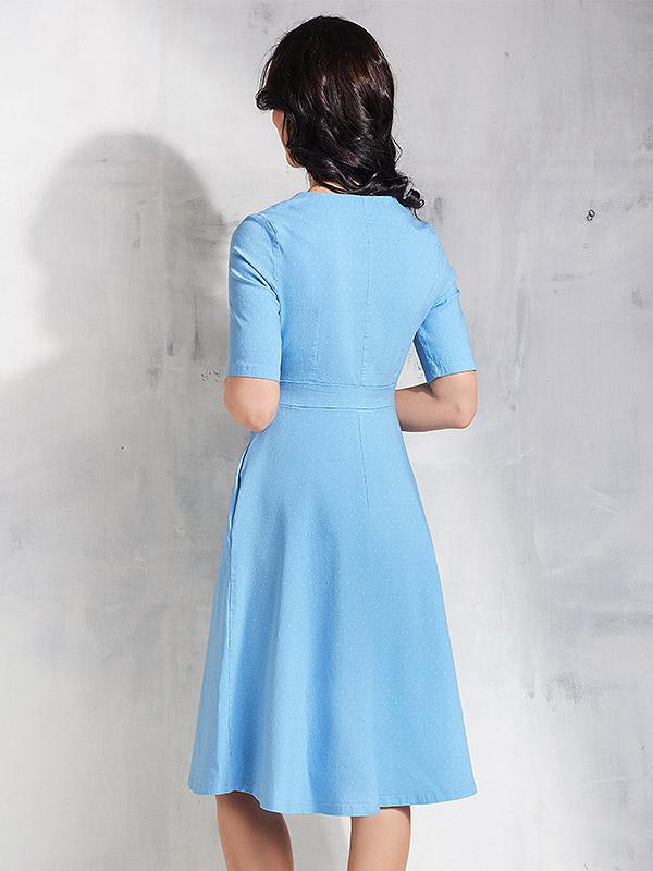 Lega вискозное платье "Syden Light Blue - White Dots"