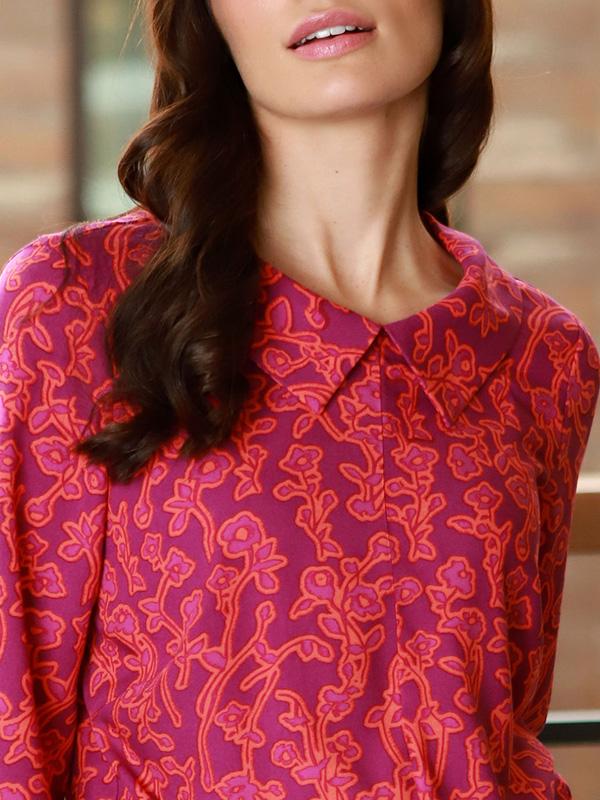 Lega Viscose Blouse Seraphina Magenta - Orange Flower Print