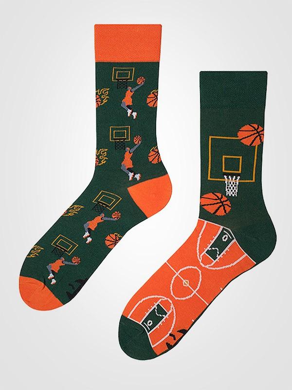 Spalvotos Kojines unisex medvilninės kojinės "Basketball Fan Orange - Green"