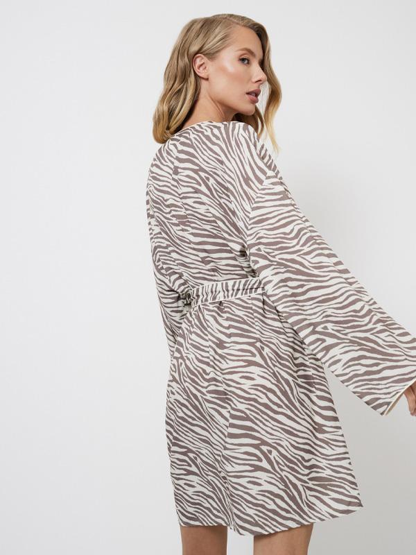 Aruelle Viscose Dressing Gown Manuela Grey - Ecru