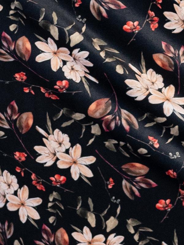 Lega Long Velour Skirt Viki Black - Multicolor Flower Print Velour