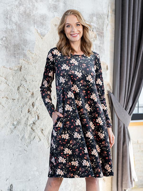 Lega платье из велюра свободного силуэта "Rosie Black - Multicolor Flower Print Velour"