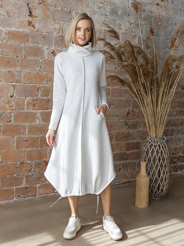 Lega Cotton Midi Dress With Fluff Inside Aylin Beige Melange