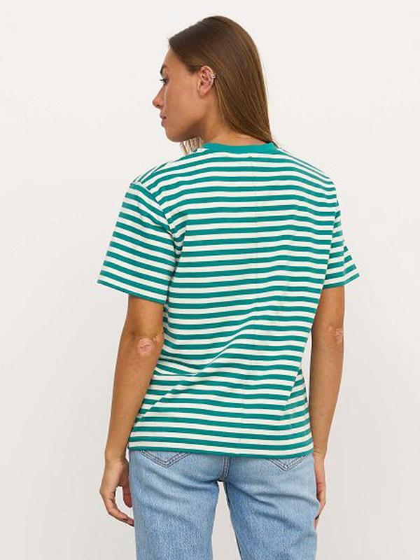 Atella marškinėliai su medvilne "Linda Green - White Stripes"