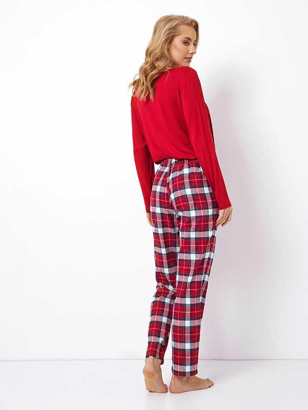 Aruelle Cotton and Viscose Pyjamas Marie Long Red - White