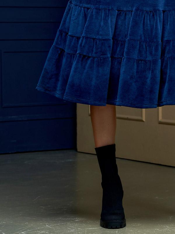 Lega medvilninė platėjanti suknelė "Nomeda Blue Velour"