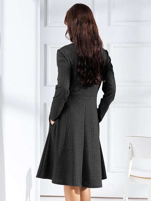 Lega A silueto suknelė "Ophelia Black - Graphite Chevron Tweed"