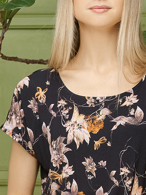 Lega viscose blouse Catalina Black - Golden Flower Print