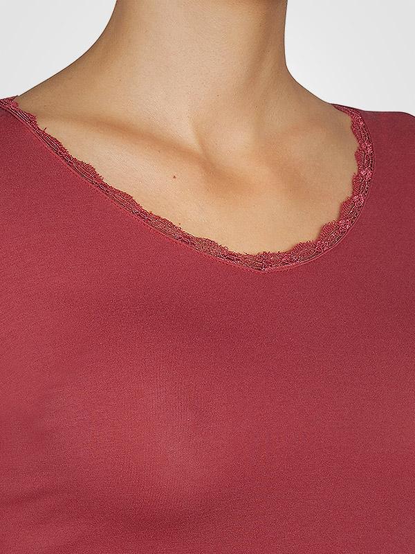 Ysabel Mora medvilniniai marškinėliai ilgomis rankovėmis "Melrot Red"