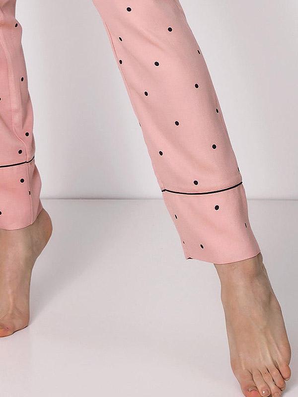 Aruelle ilga viskozinė pižama "Mona Long Pink - Black Dots"