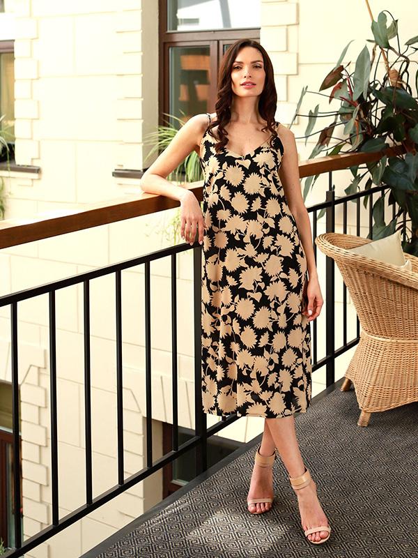Lega Viscose Midi Dress Ismay Black - Beige