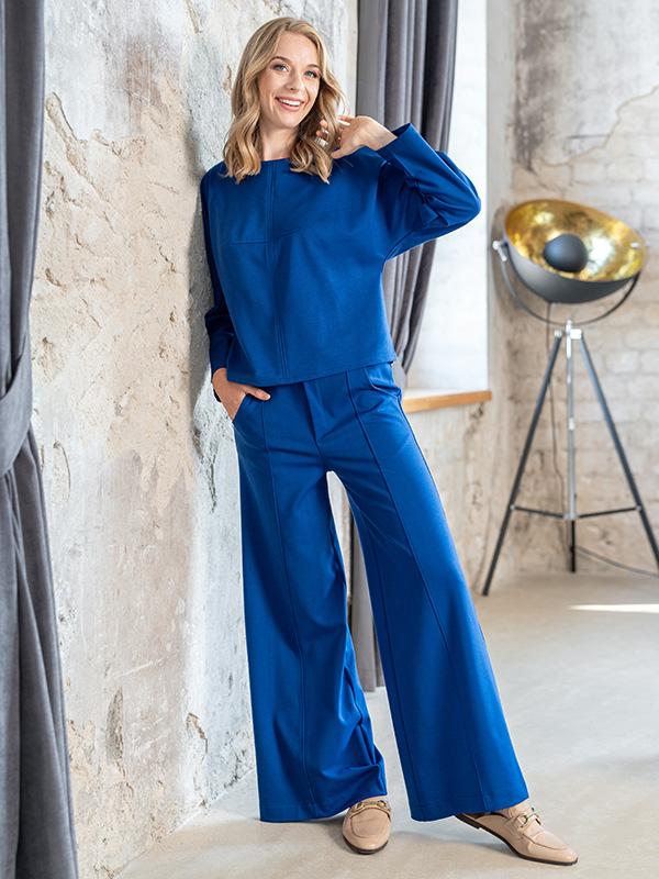 Lega Wide Trousers With Viscose Goda Blue