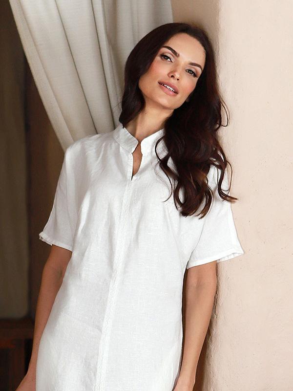 Lega Linen Midi Dress Renata White