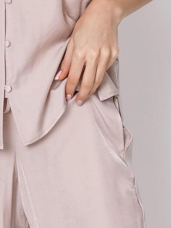 Aruelle atlasinė pižama su ilgomis kelnėmis "Chloe Long Light Pink"
