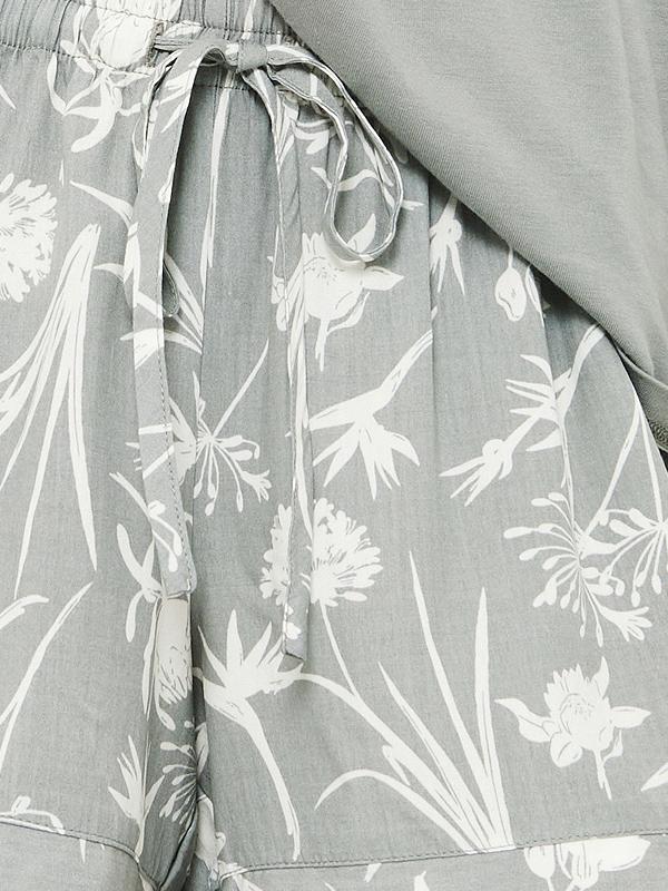 Aruelle короткая пижама из хлопка и вискозы  "Fabiana Short Grey - White"