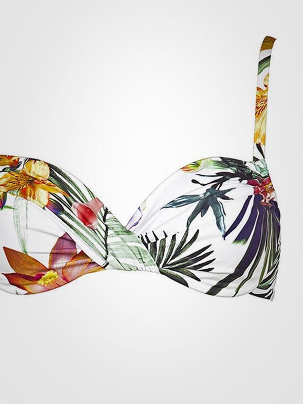 Maryan Mehlhorn bikini maudymosi kostiumėlis "Greenhouse White - Multicolor Flower Print"
