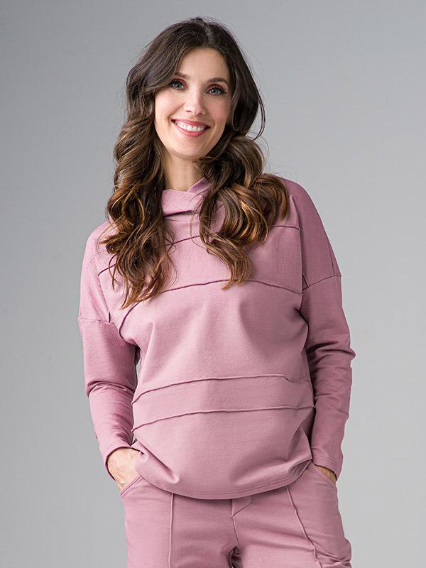 Lega medvilninis laisvalaikio džemperis su gobtuvu "Juna Dusty Pink"