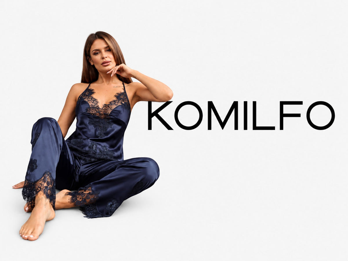 Komilfo šilkinė pižama su nėriniais