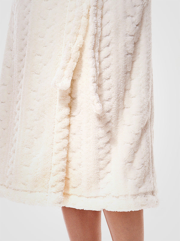 L&L ilgas raštuotas chalatas su gobtuvu "Sweet Long Ecru"