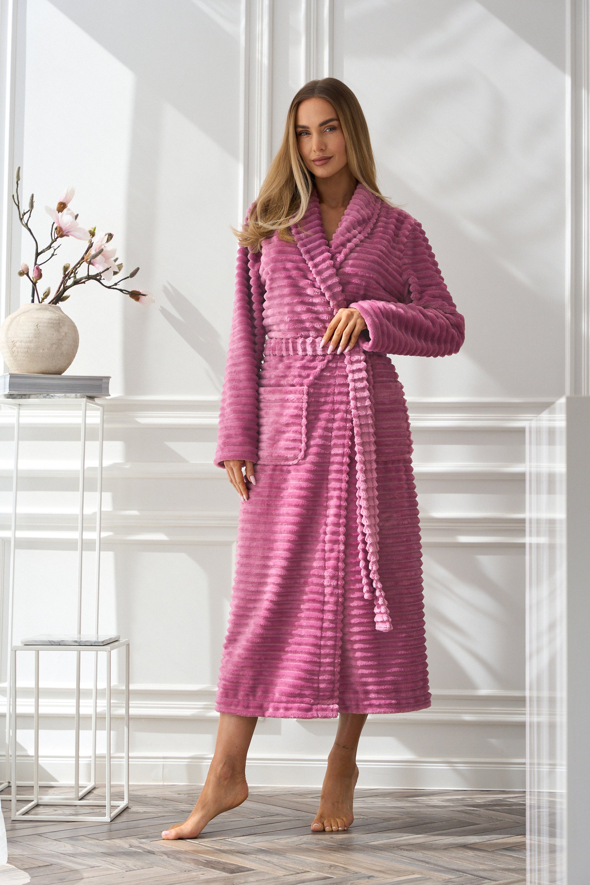 L&L Long Patterned Robe Ritta Cherry