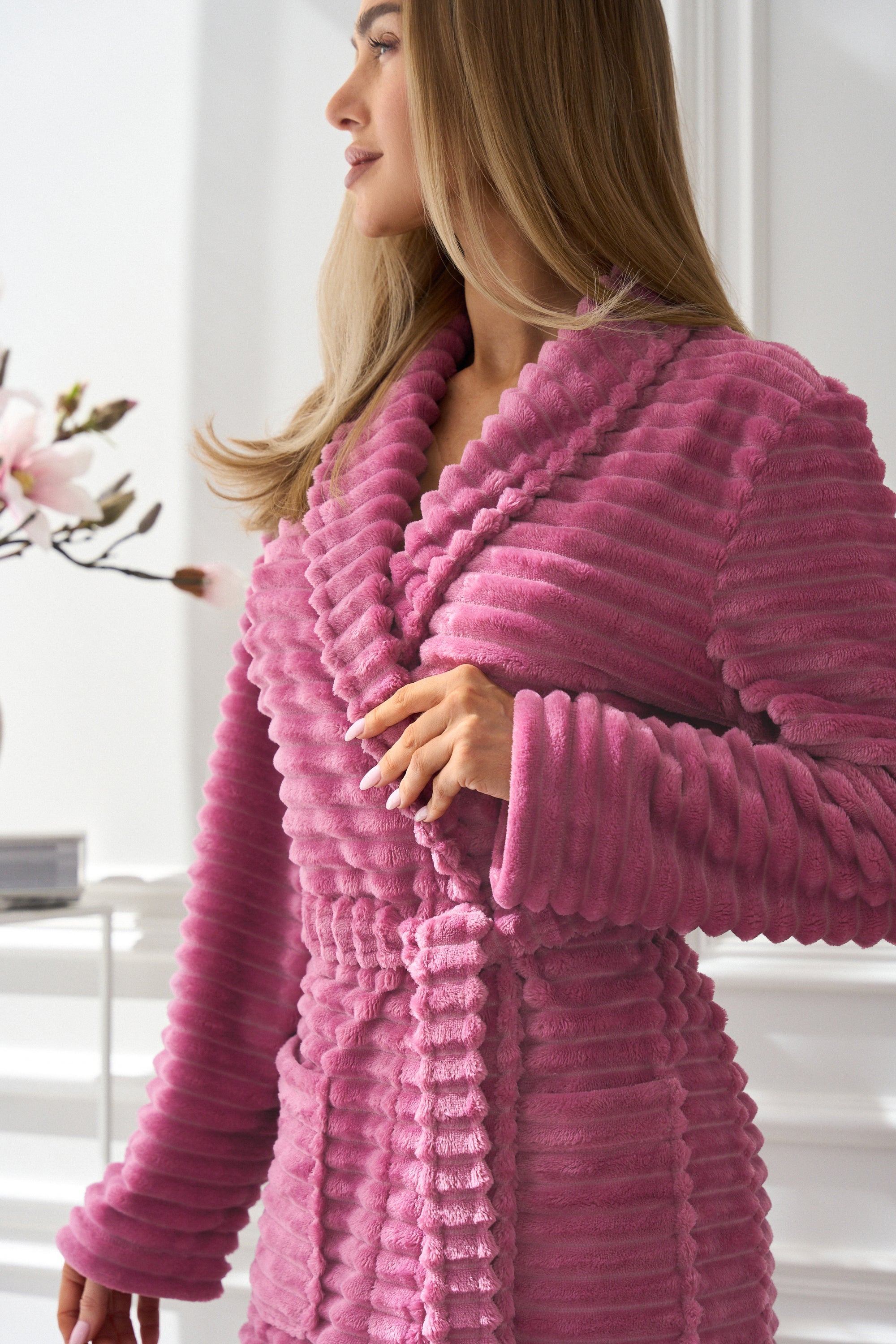 L&L Long Patterned Robe Ritta Cherry