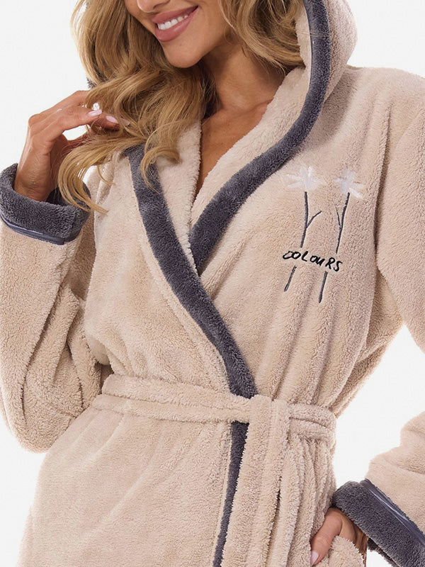 L&L длинный халат с капюшоном "Tess Long Angora"