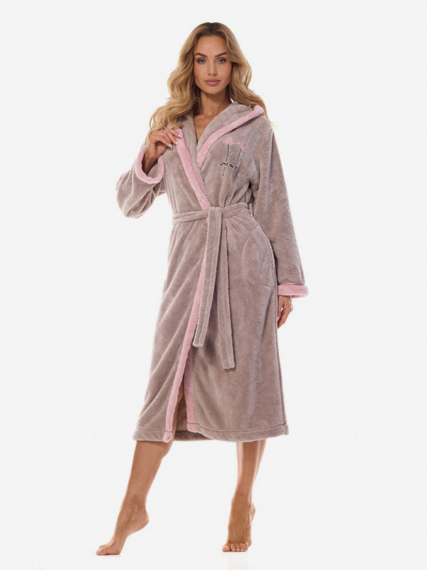 L&L длинный халат с капюшоном "Tess Long Opal Grey"