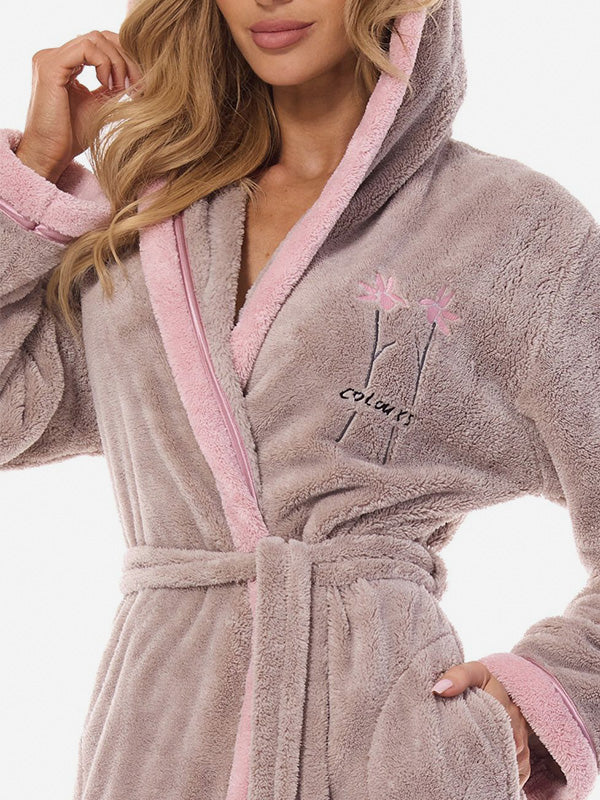 L&L длинный халат с капюшоном "Tess Long Opal Grey"