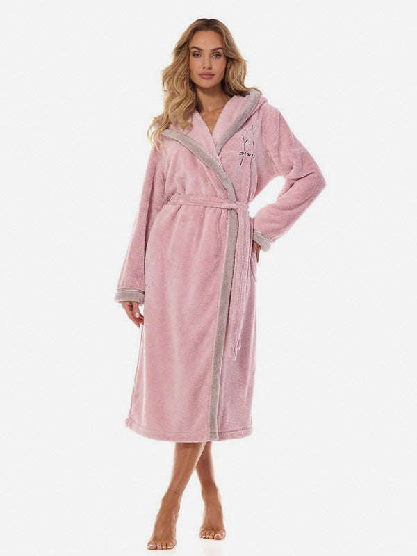 L&L длинный халат с капюшоном "Tess Long Light Pink"
