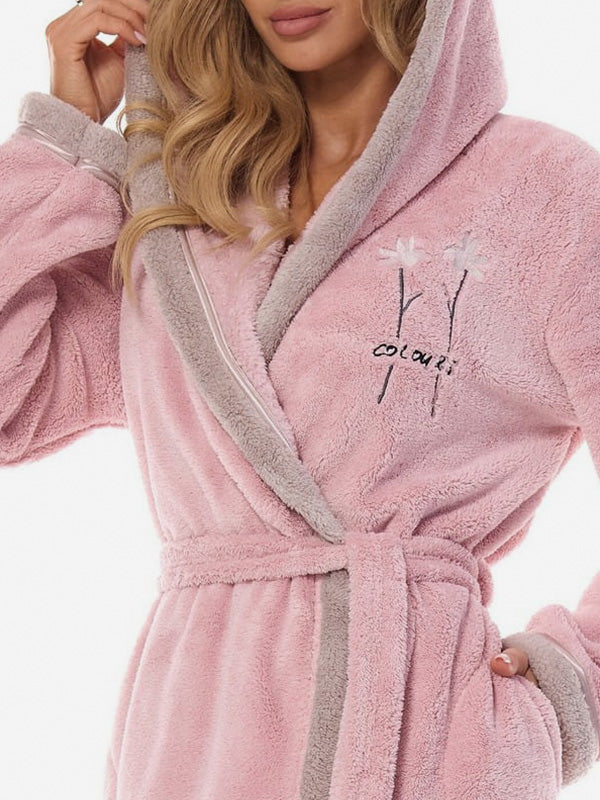 L&L длинный халат с капюшоном "Tess Long Light Pink"