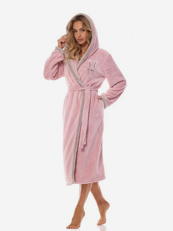 L&L длинный халат с капюшоном "Tess Long Light Pink"