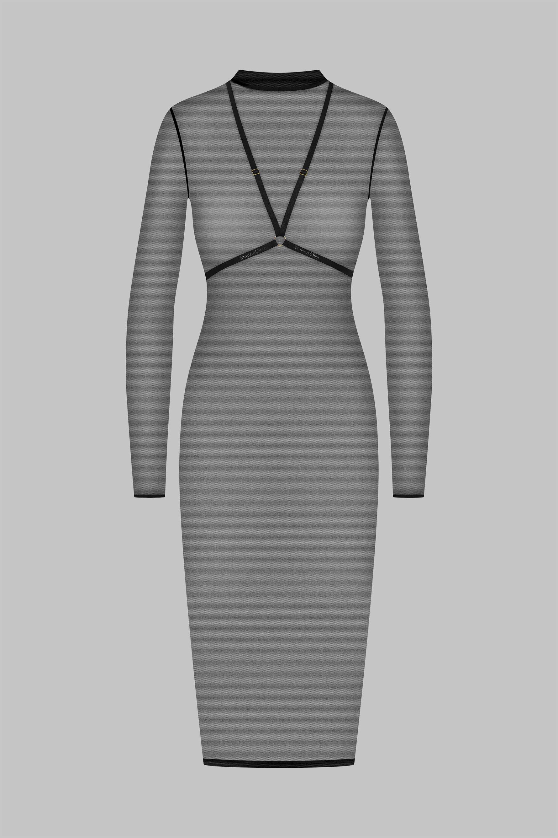 Maison Close perregima midi suknelė su kūno diržais "Corps à Corps 2 Black"