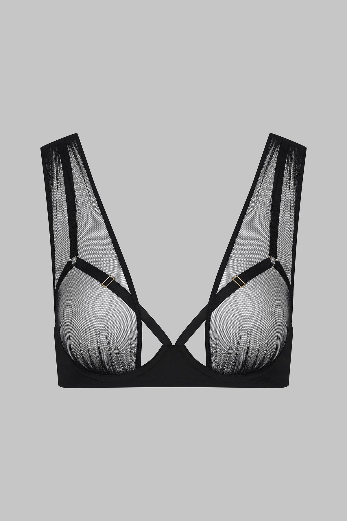 Maison Close atvira liemenėlė su lankeliais "Nuit Fauve Black"