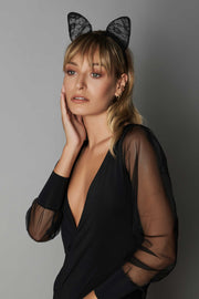 Maison Close lankelis su nėriniuotomis ausytėmis "Catwoman Black"