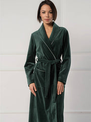 Belmanetti Long Cotton Robe Maria Olive Velour