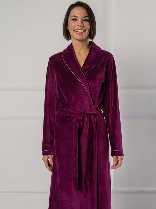 Belmanetti Long Cotton Robe Dora Magenta Velour