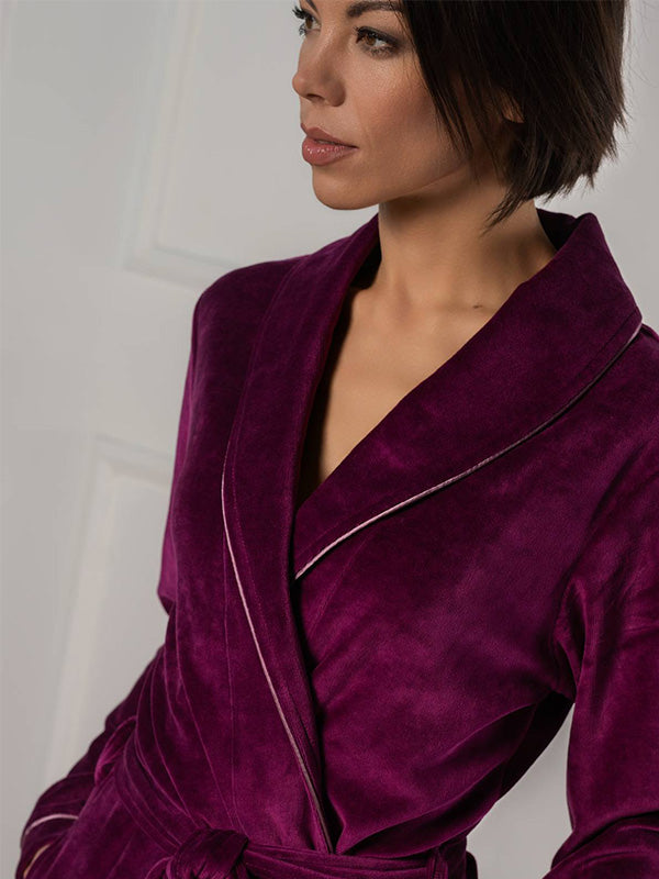 Belmanetti Long Cotton Robe Dora Magenta Velour