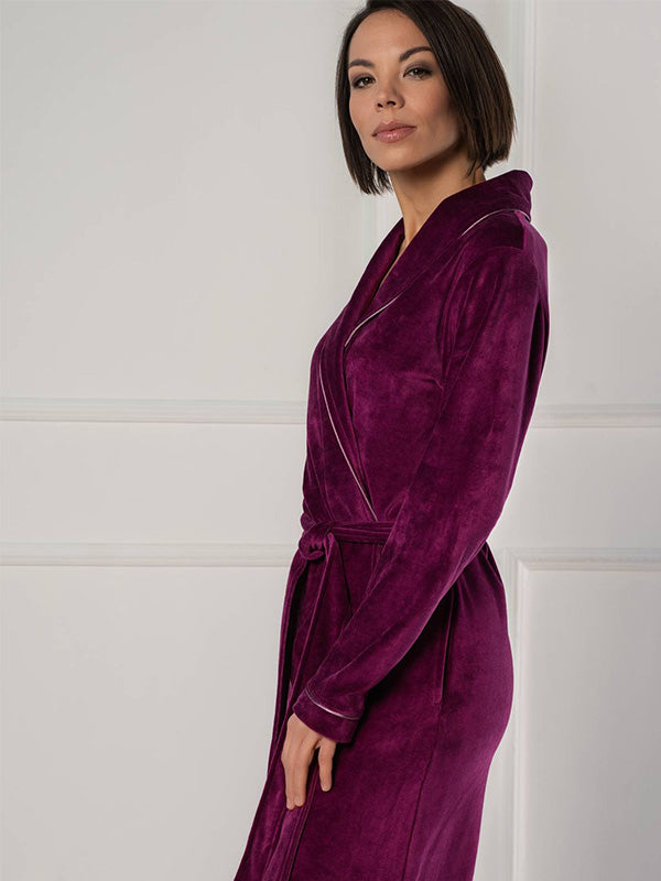 Belmanetti Long Cotton Robe Dora Magenta Velour