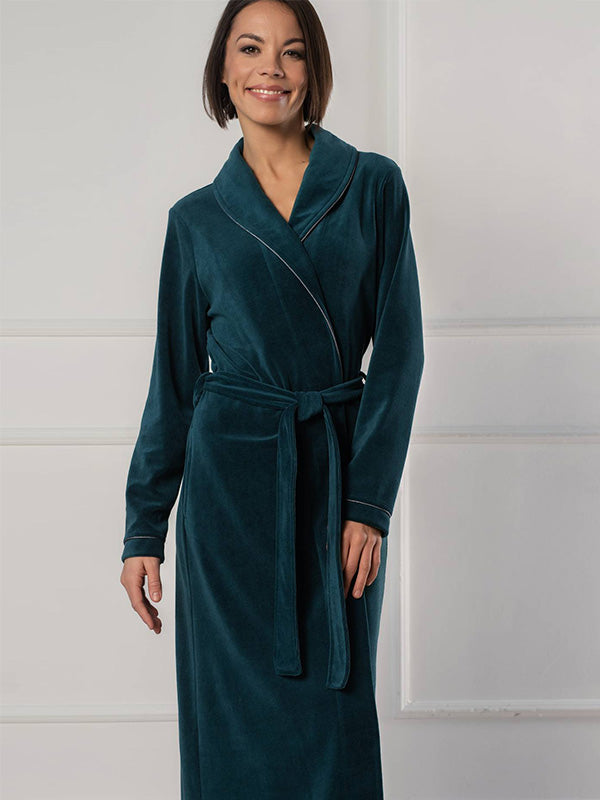 Belmanetti Long Cotton Robe Dora Green Velour