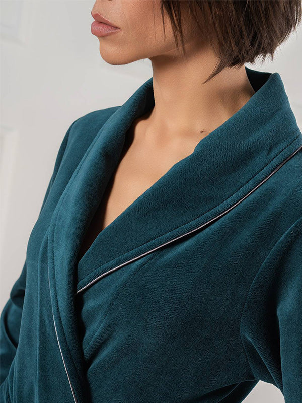 Belmanetti Long Cotton Robe Dora Green Velour