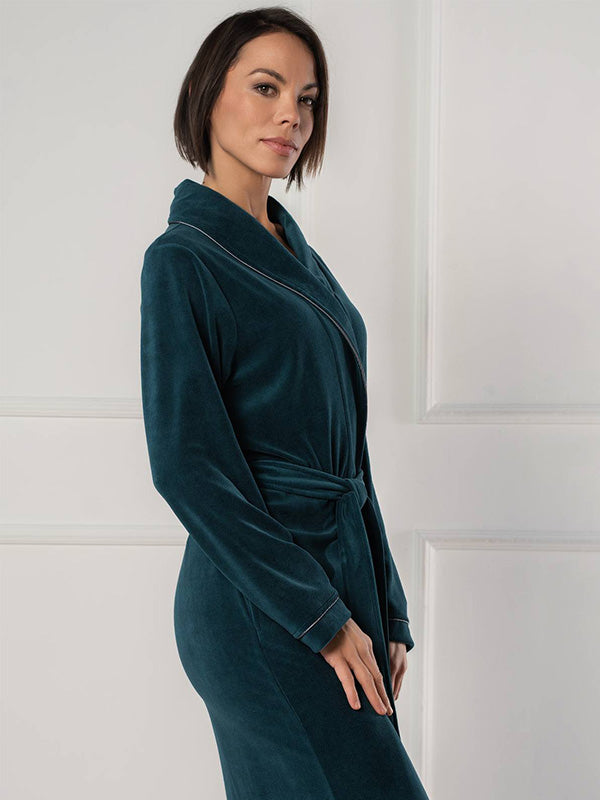 Belmanetti Long Cotton Robe Dora Green Velour