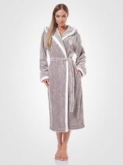 L&L длинный халат с капюшоном "Enya Opal Grey - Ecru"