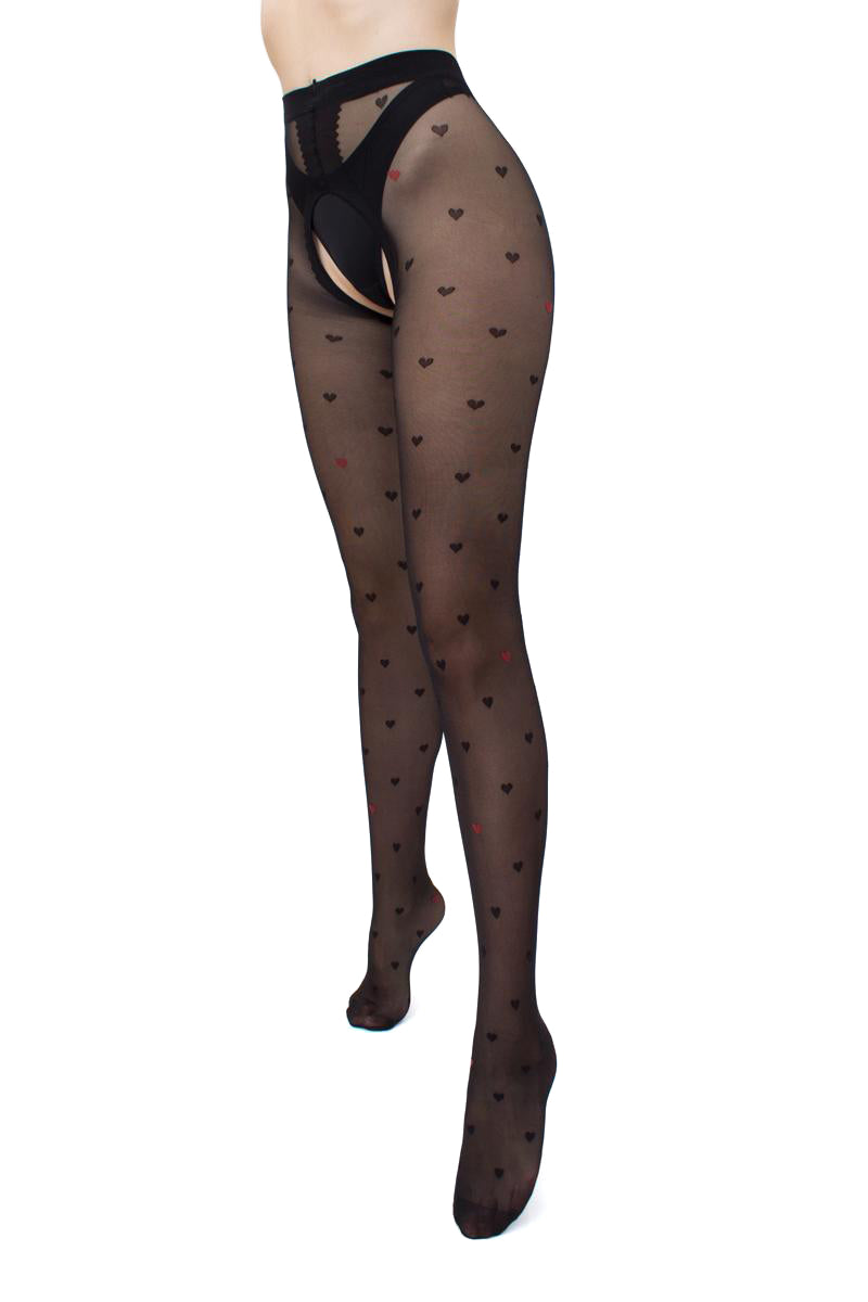 Giulia колготки с разрезом между ног "Intimo Fashion N.1 20 Den Black - Red"